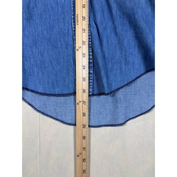 Wrangler ProGear Denim Western Shirt USA Made 15x33 Long Tail Stain - Picture 3 of 16